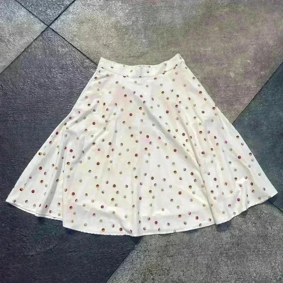 ModCloth A-Line Midi Skirt Size S Polka Dot Lined And Pockets Coquette Twee - Picture 1 of 9